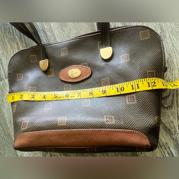 Vintage Texier French Signature Logo Brown Leather Satchel Shoulder Bag - Picture 9 of 11